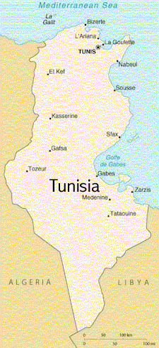 Mapa de Tunisia - Impresin para una lectura fcil.